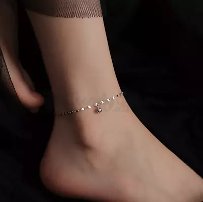 18ct Gold Ptd Ankle Bracelet Women 925 Sterling Silver Anklet Foot Chain Beach • £3.99