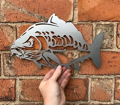 Carp Fish Steel Wall Art Fishing Fisherman Pond Home Decor Gift • £15