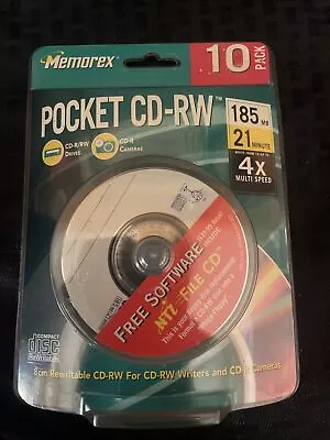 NEW Memorex 10 Pack 3” Pocket Blank CD-RW 185MB 21 Min For CD-R/RW Drive Cameras • $12.95