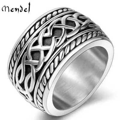 MENDEL Mens Irish Celtic Love Infinity Knot Ring Band Stainless Steel Size 7-15 • $11.99