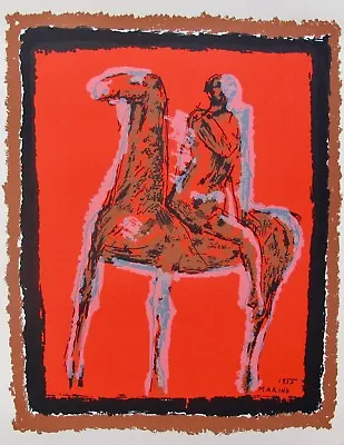 Marino Marini LE CHEVALIER 1955 Plate Signed Lithograph Horse Rider Art 26  X20  • $59.99