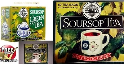 Mlesna Pure Ceylon Soursop GreenBlack Tea 50 Tea Bags (100g) Box. • $11.89