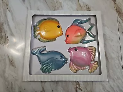 Mcm Neon Fish Wall Plaques. Set Of 4 Decor Brite Fun Fishes New  • $27.95