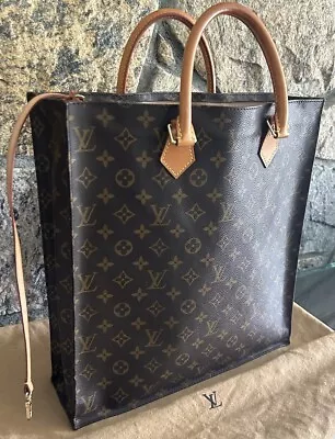 Louis Vuitton Monogram Sac Plat Bag Leather Briefcase Tote Handle Strap Brown • £723.15