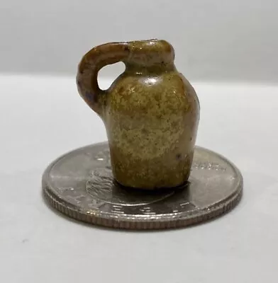Miniature 5/8” Primitive Glazed Stoneware Pottery Whiskey Jug Dollhouse • $12