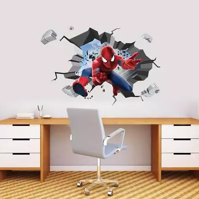 SPIDERMAN Decal 3D Smashed Wall Sticker Decor Art Mural Super Hero Marvel FS • $36.80