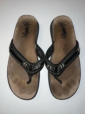 Vtg Journeys Men’s Sandals 11M Flip Flops Thong Leather Brown • $19.95