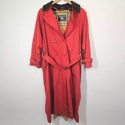 Burberry Red Vintage Size 12 X- Long Rare Designer Preppy Classic Trench Coat • $125