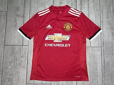 Manchester United 2017 Adisas Home Jersey Youth Large 13/14 Red Used • $28.99