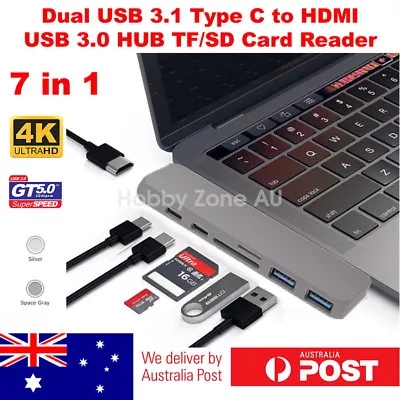 USB C 3.1 Type-C To 4K HDMI Adapter SD TF Card Reader HUB Combo MacBook Pro 7in1 • $19.85