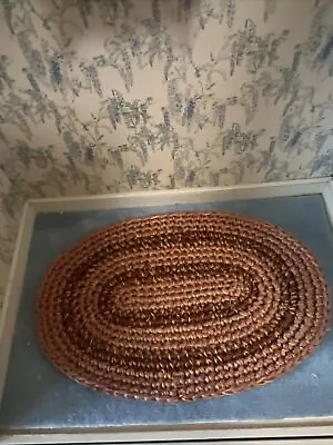 Dollhouse Miniature Vintage Oval Handmade Braided Rug-brown 1980’s • $4.99