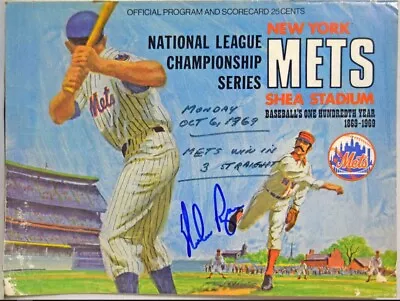 Nolan Ryan Signed 1969 Mets NLCS Game 3 Scorecard Program Historic! Ryan Saves • $400