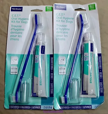 Virbac C.E.T. Oral Hygiene Kit For Dogs Toothpaste 3 Piece Set - EXP 3/26 • $22.99