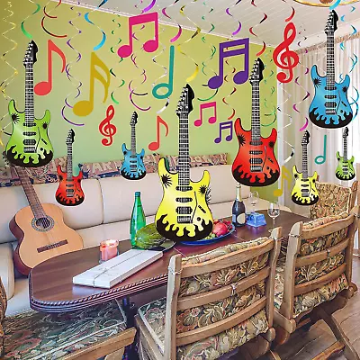 30 Pieces Music Party Decorations Colorful Music Note Guitar Sign Foil Hanging • $15.17