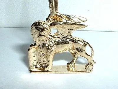 14k YELLOW GOLD 3D VENICE ITALY ST MARK WINGED LION PENDANT CHARM  • $395