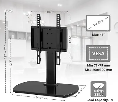 $39.99 • Buy Universal Table Top TV Stand Base With 3 Level Height Adjustable N Swivel Mount