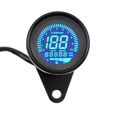 Black LCD Digital 12V Universal Motorcycle Gauge Speedometer Tachometer Odometer • $28.99