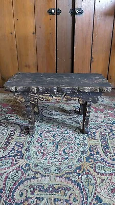 Antique Early Primitive Wood Victorian Ornated Stool 15  Patina • $78