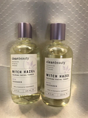 $36.10 • Buy 2 CLEAN BEAUTY Witch Hazel Calming Facial Toner Lavender  8 OZ GLASS BOTTLES Lot
