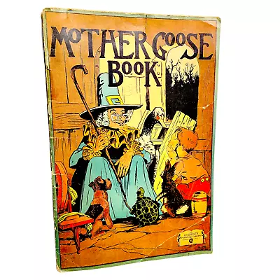 1928 Rare Mother Goose Book Nursery Rhymes Goldsmith Coloring Antique Vintage • $11