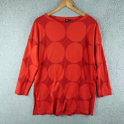 Marimekko Womens Top Small Red Dots Tunic Uniqlo Casual Shirt Pattern Long • £13.72