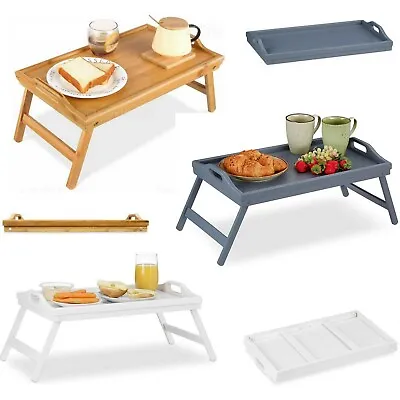 Wooden Bed Tray With Foldiing Legs Food Serving Sofa Lap Tray Compact Table Mat  • £14.95