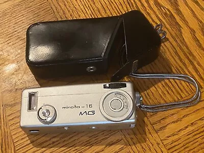 Vintage Minolta-16 MG 16mm Subminiature Camera + Leather Case - Japanese • $29.99