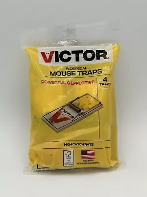 VICTOR Wide Pedel Easy Set Mouse Trap Rodent Trigger Snap Trap USA 4 Pack Total • $8.88
