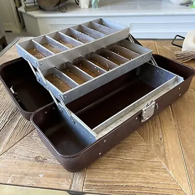 Vintage Fold-A-Tray Brown Plastic Tackle Box By Upper Midwest Mfg. Royalite US • $30