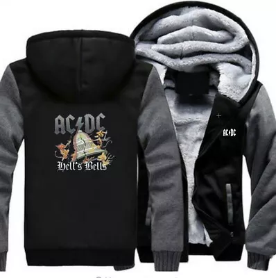 ACDC Hoodie Winter Fleece Hooded Coat Thicken Warm Jacket Full-Zip Sweatshirt • £39.59