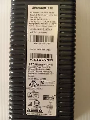$15.97 • Buy Genuine Microsoft (HP-AW175EF3) 175W 12V AC Power Supply Adapter For Xbox 360