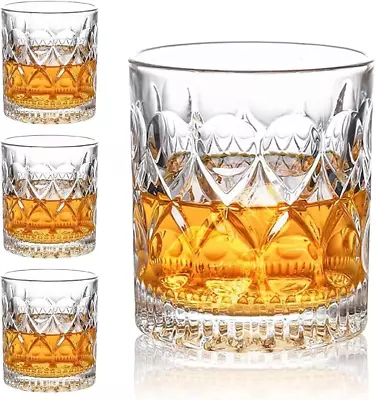 Crystal Whiskey Glass Twisted Whiskey Glasses 4Pcs Old Fashioned Liquor Glasses • $18.03