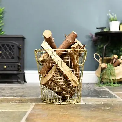 Small Brass Plated Wire Log Basket • £24