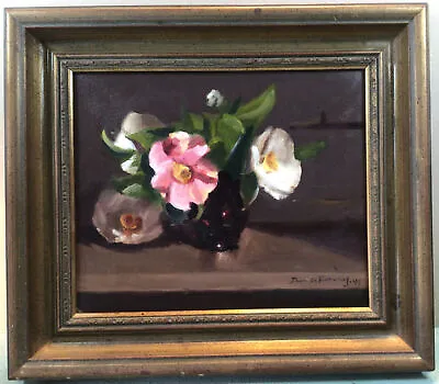 $275.32 • Buy Denis Farney  Pink And White Camilla’s 1991 Framed Oil Painting
