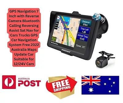 GPS Navigation 7 Inch With Reverse Camera Bluetooth Calling Reversing Assist Sat • $189.95