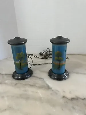Vintage Electric Lamps With Hand Painted Covers  • $50