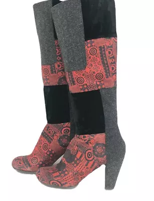 £90 • Buy Women,s Desigual  Boots 8.5cm Heel Multi Patterned  Size UK 5 EU 38