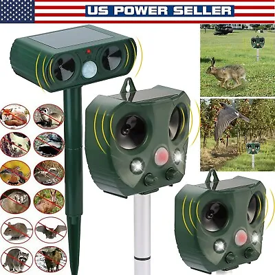 Animal Repeller Ultrasonic Solar Power Outdoor Pest Cat Mice Deer Garden Sensor • $101.99