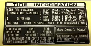 Honda Cbr900rr Fireblade Tyre Caution Warning Label Decal Later Model  • £8.99