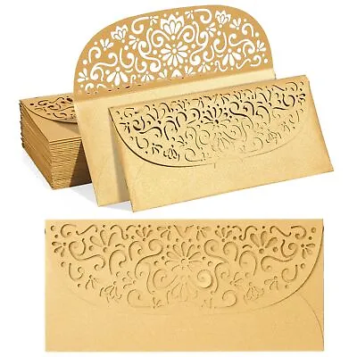 Gold Money Envelopes For Cash Gifts Laser Cut Holders 6.8x3.3 In 36 Pack • $16.99