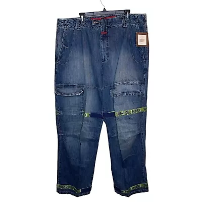 Marithe Francois Girbaud Jeans Mens 42x36 Blue Cargo Baggy Shuttle Tape Y2K NWT • $100