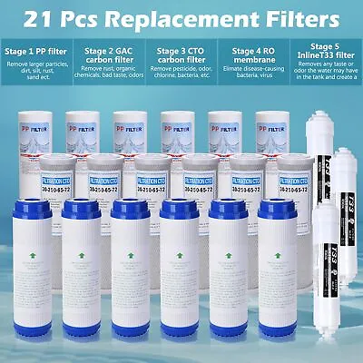 21 PCS Home RO Water Filter Replacement Set Fit 5 Stage Reverse Osmosis System • $54.99