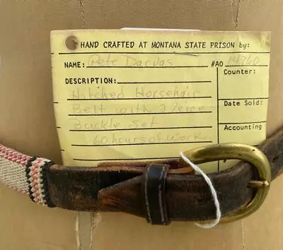 Prison Folk Art Hitched Horse Hair Belt Montana Prison Western Americana • $237.99