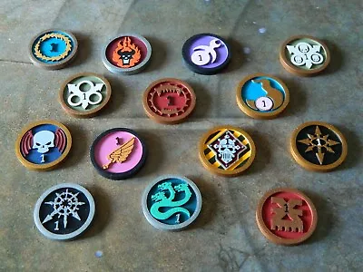 £9.99 • Buy 6x 40k/AoS Chaos Double-Sided Objective Marker Tokens(Logo&Numbers Or Logo Only)