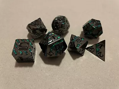 Metal RPG Stripe Dice Green Glitter Gray Grey • $7.99