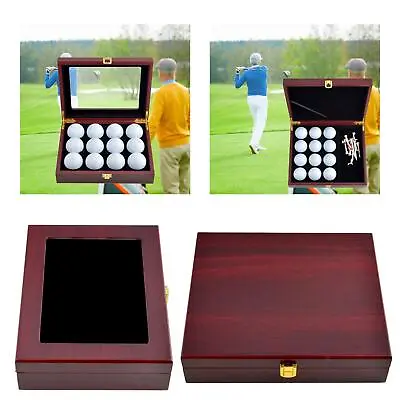 £23.96 • Buy Wooden Golf Ball Display Case Jewelry Box 12 Hole Stylish Hinged Lid