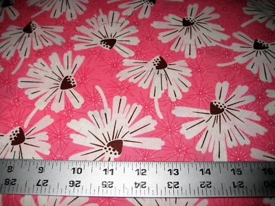 $3 • Buy 1/4 Yard Pink White Ginko Flower Floral Fabric Martini #42444 Quilt 100% Cotton