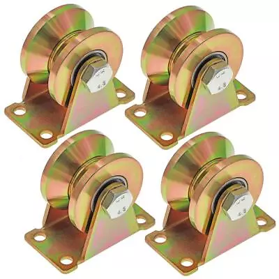 Skelang 4 Pcs 50mm V-Groove Wheel Sliding Gate Track Roller With Bracket Heav... • £22.93