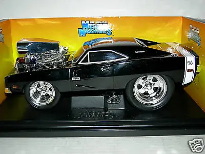 69 Charger Rare Black W/white Stripe& Chrome 1:18 Mib • $149.99