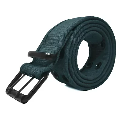 Unisex Mens 100% Cotton Canvas Belt Double Grommet Hole Adjustable Buckle Jean • $7.99